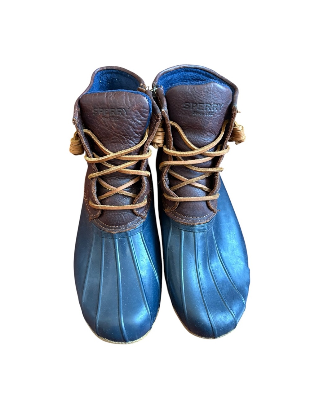Sperry Navy and Brown Waterproof Duck Boots
